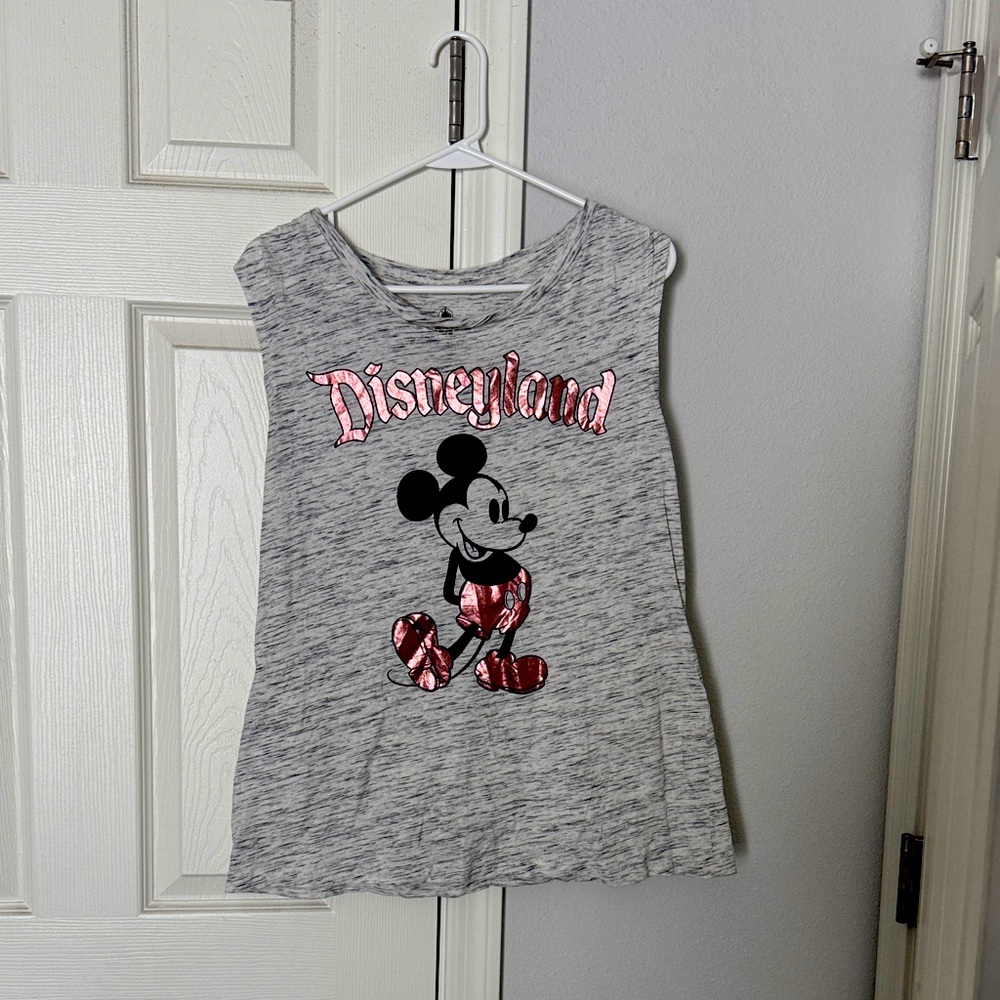 Disneyland Gray Tank Top with Metallic Pink Accents